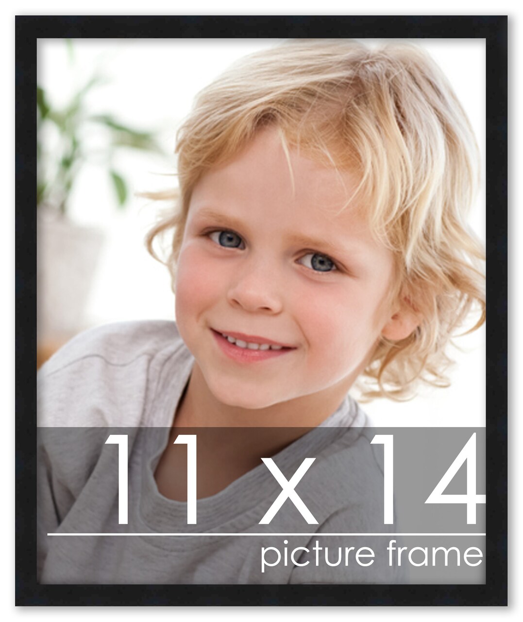 11x14 Modernist Black Picture Frame - UV Acrylic, Foam Board Backing, Hanging Hardware